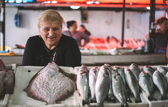 A woman selling fish in Batumi, Georgia's second-largest city